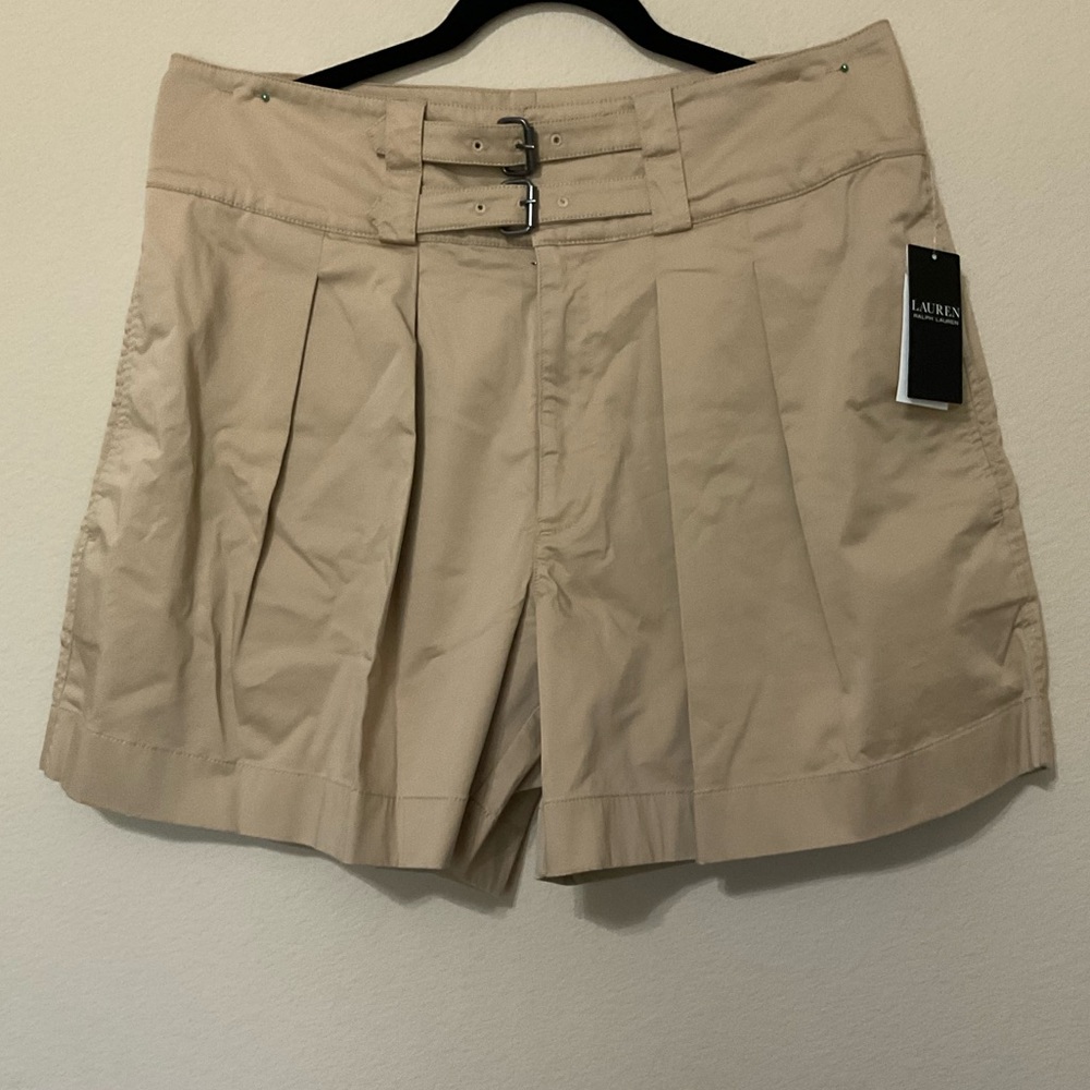 G - Ralph Lauren Tan Pleated Shorts